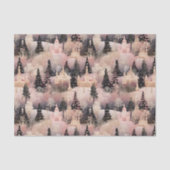 Elegant roze en zwart kerstdorp tissuepapier (Voorkant)