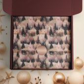 Elegant roze en zwart kerstdorp tissuepapier