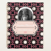 Elegant roze en zwart patroon met foto sociaal planner (Voorkant)