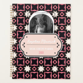 Elegant roze en zwart patroon met foto sociaal planner