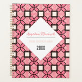 Elegant roze en zwart Retro Patroon Planner (Voorkant)