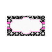 Elegant roze en zwarte afdrukbare Adresetiketten Etiket (Voorkant)