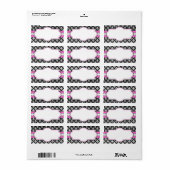 Elegant roze en zwarte afdrukbare Adresetiketten Etiket (Full Sheet)