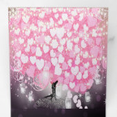 Elegant roze en zwarte heart-lef-bruiloft drieluik uitnodiging (Binnenzijde eerst)