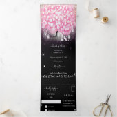 Elegant roze en zwarte heart-lef-bruiloft drieluik uitnodiging (Binnen)