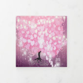 Elegant roze en zwarte heart-lef-bruiloft drieluik uitnodiging (Cover)