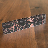 Elegant roze en zwarte marmer naambordje (Zijkant)