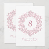 Elegant Roze Erfstuk Bruiloft Tafelnummer (Voorkant / Achterkant)