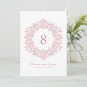 Elegant Roze Erfstuk Bruiloft Tafelnummer (Staand voorkant)