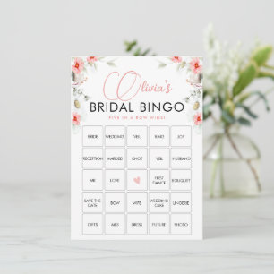 Elegant roze Eucalipt Wildflower Bingo Game Kaart