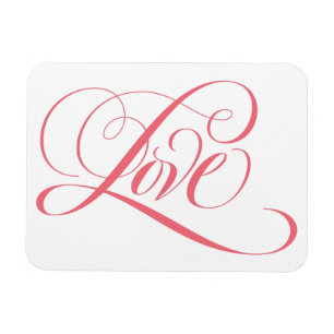 Elegant roze Fancy LOVE script waarmee je het hart Magneet