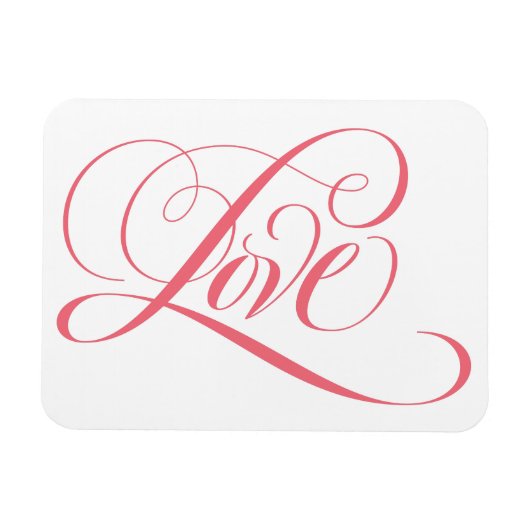Elegant roze Fancy LOVE script waarmee je het hart Magneet (Horizontaal)