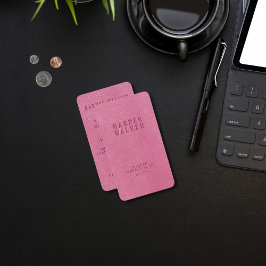 Elegant Roze Faux Vegan Leder Visitekaartje
