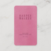 Elegant Roze Faux Vegan Leder Visitekaartje (Voorkant)