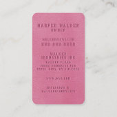 Elegant Roze Faux Vegan Leder Visitekaartje (Achterkant)