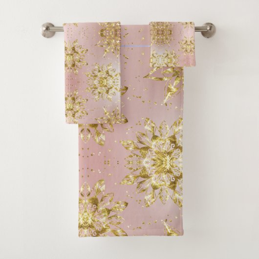 Elegant roze feestdag Snowflakes sterren Kerstmis Bad Handdoek (Insitu)