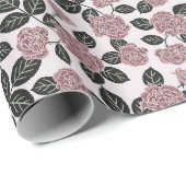 Elegant roze fijn Roos Floral Cadeaupapier (Rol Hoek)
