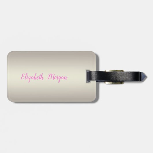 Elegant roze flamigo - Shiny Folie Confetty Diamon Bagagelabel (Achterkant horizontaal)