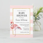 Elegant roze flamingo Baby Shower Invitations Kaart (Staand voorkant)