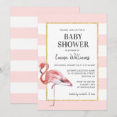 Elegant roze flamingo Baby Shower Invitations Kaart (Voorkant / Achterkant)