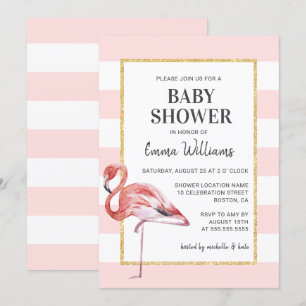 Elegant roze flamingo Baby Shower Invitations Kaart