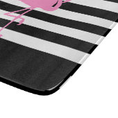 Elegant roze flamingo Black White Gold Script Name Snijplank (Hoek)