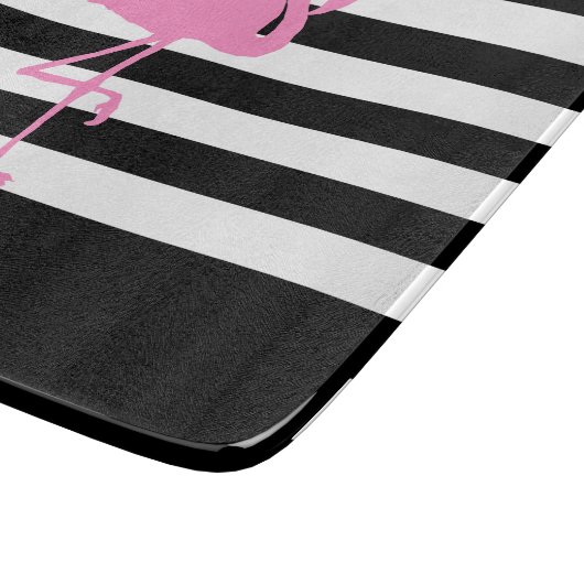 Elegant roze flamingo Black White Gold Script Name Snijplank (Hoek)