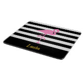 Elegant roze flamingo Black White Gold Script Name Snijplank (Hoek)