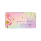 Elegant roze flamingo Confetti Holographic Etiket (Voorkant)