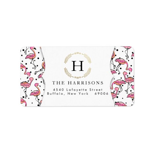 Elegant roze Flamingo Dalmatian Stippen gepersonal Etiket (Voorkant)