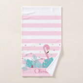 Elegant roze flamingo en tropische bladeren bad handdoek (Handdoek)
