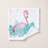 Elegant roze flamingo en tropische bladeren bad handdoek (Wasdoekje)