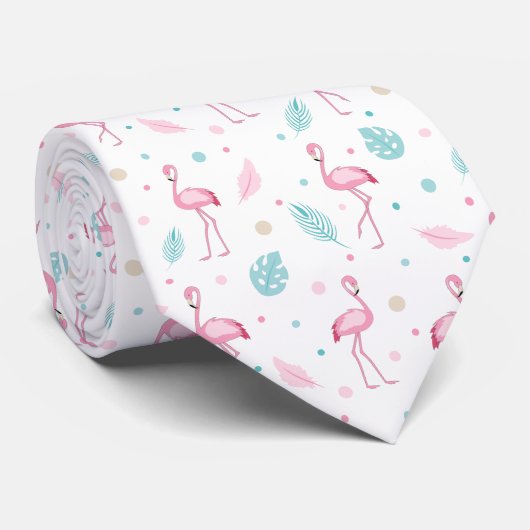Elegant roze flamingo Exotic Pattern Stropdas (Opgerold)