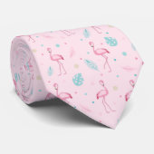 Elegant roze flamingo Exotic Pattern Stropdas (Opgerold)