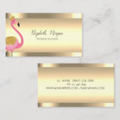 Elegant roze flamingo Gold Stripes Visitekaartje (Voorkant / Achterkant)