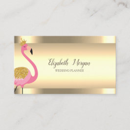 Elegant roze flamingo Gold Stripes Visitekaartje