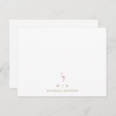 Elegant Roze Flamingo Modern Minimalistisch monogr Notitiekaartje (Voorkant / Achterkant)