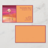 Elegant roze Flamingo Paarse Border Visitekaartje (Voorkant / Achterkant)