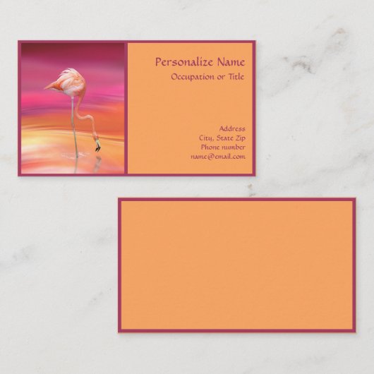 Elegant roze Flamingo Paarse Border Visitekaartje (Voorkant / Achterkant)