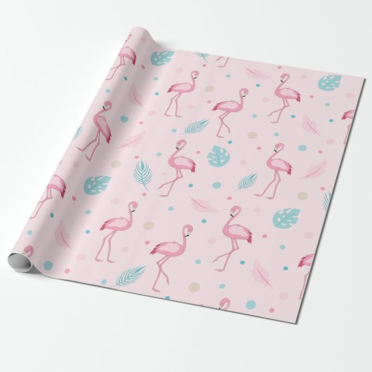 Elegant roze Flamingo patroon Cadeaupapier (Uitgerold)