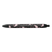 Elegant Roze Flamingo Patroon Script Naam Monogram Blauwe Inkt Pen (Voorkant)