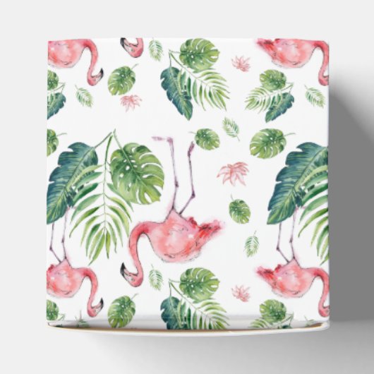 Elegant roze flamingo Tropical Leaves Pattern Bedankdoosjes (Bovenkant)