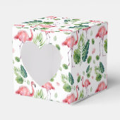 Elegant roze flamingo Tropical Leaves Pattern Bedankdoosjes (Voorkant Zijde)