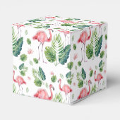 Elegant roze flamingo Tropical Leaves Pattern Bedankdoosjes (Achterkant)