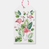 Elegant roze flamingo Tropical Leaves Pattern Cadeaulabel (Voorkant)
