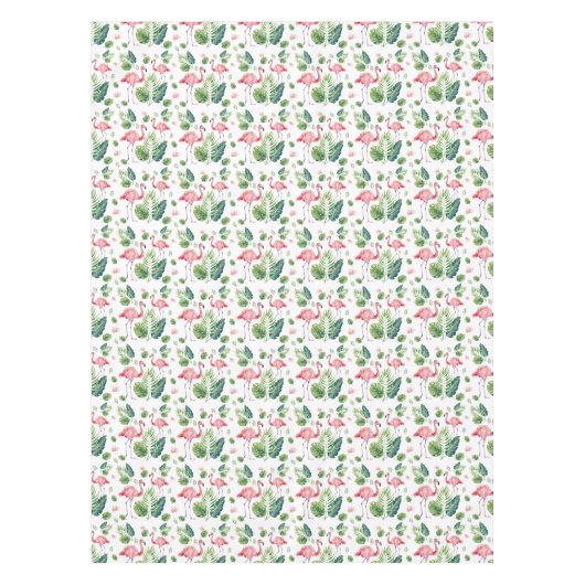 Elegant roze flamingo Tropical Leaves Pattern Sher Tafelkleed (Voorkant)