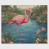 Elegant roze flamingo tropisch paradijs cadeaupapier (Vlak)