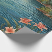 Elegant roze flamingo tropisch paradijs cadeaupapier (Hoek)