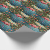 Elegant roze flamingo tropisch paradijs cadeaupapier (Hoek)