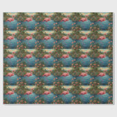 Elegant roze flamingo tropisch paradijs cadeaupapier (Vlak)
